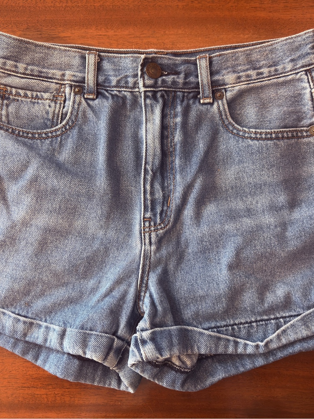 American Eagle Outfitters Light Blue Denim Rolled-Hem Shorts